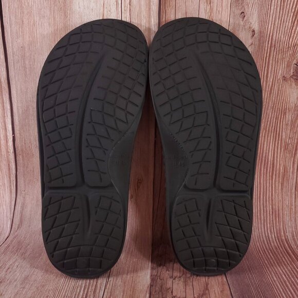 Oofos Ooahh Unisex Size Mens 12 Womens 14 Black Slides Sandals Recovery Comfort - Picture 13 of 14